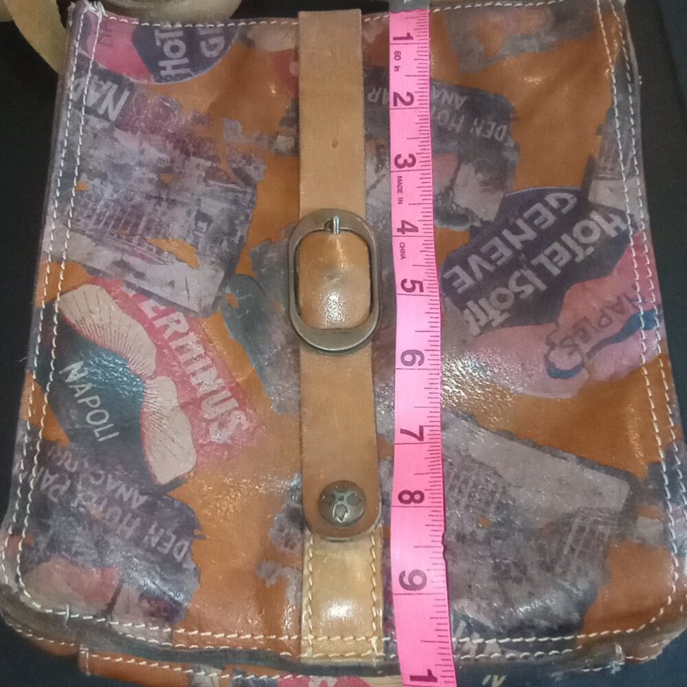 Patricia Nash Venezia Crossbody Bag Old World Print Slim Leather Suede Lining - Picture 10 of 15